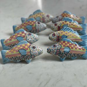 Mackenzie- Childs fish knobs. EIGHT of them.